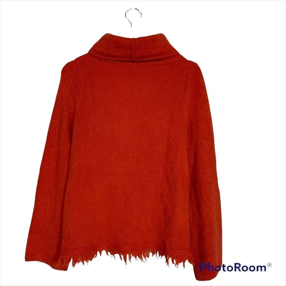 Akemi + Kin Anthropologie Aruna Fringe Sweater Coral Red Size M
